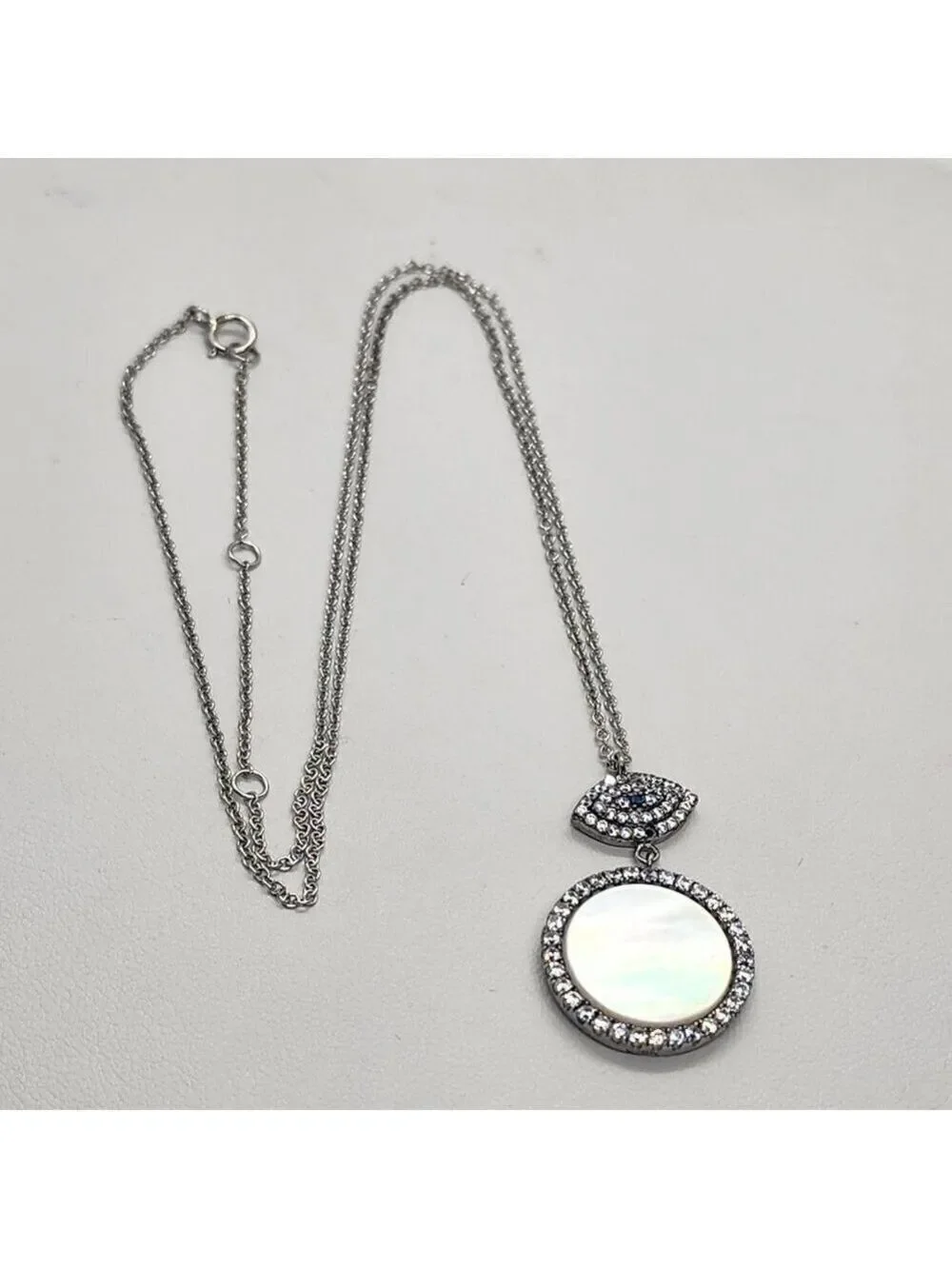 Brand New Sterling Silver 925 Evil Eye Round Necklace